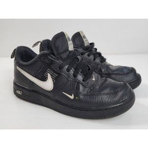 Nike Kids Air Force 1 Size 2.5 Y LV8 Utility Sneaker Black White Lace Up AV4272